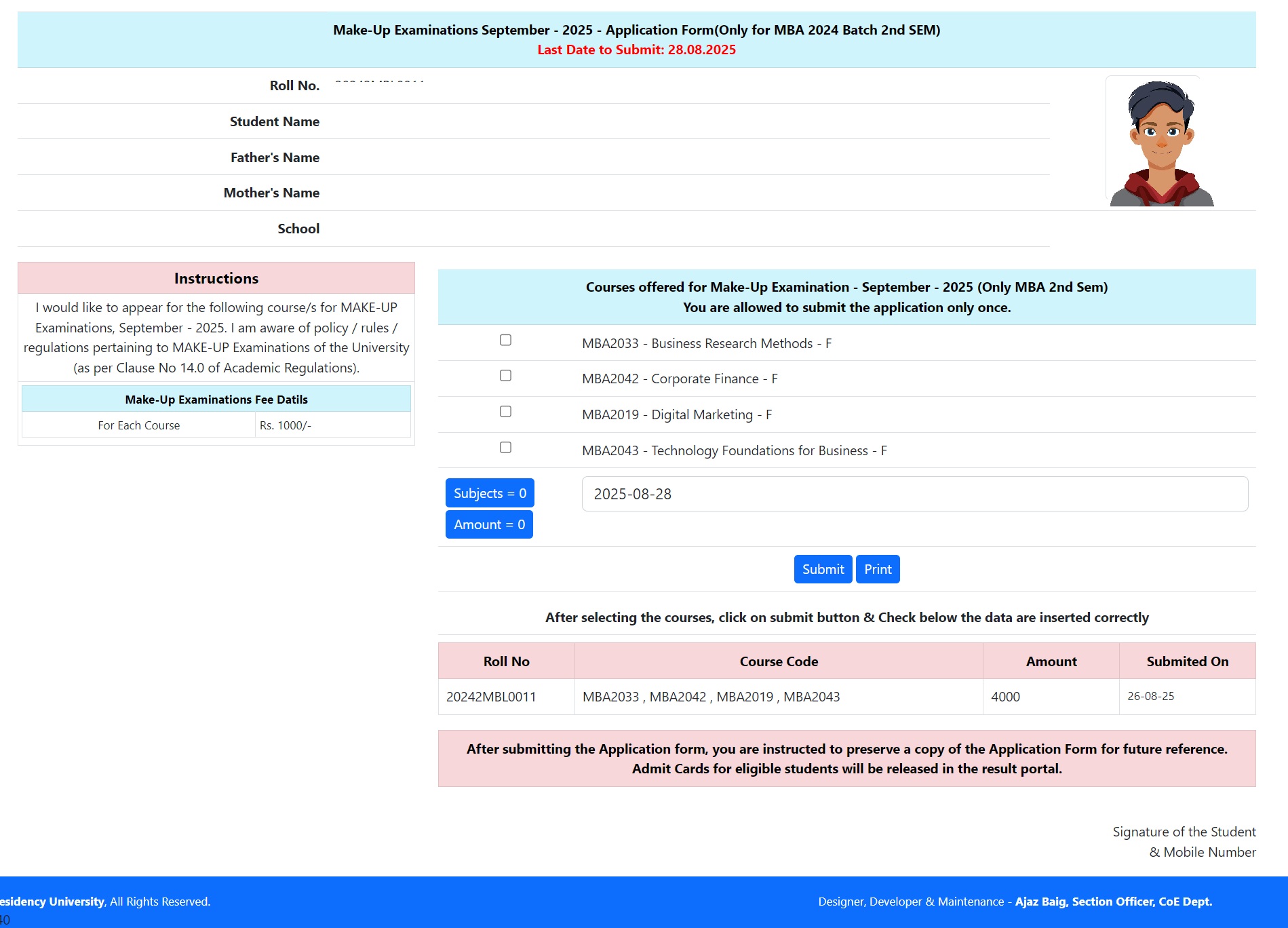 Online Make-Up / Summer Term Registration